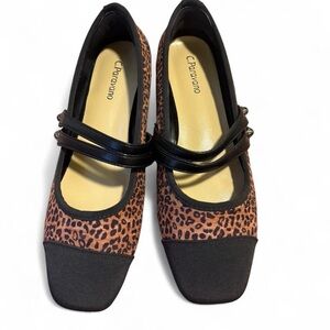Cipriano Leopard Print Flats with Black Accents